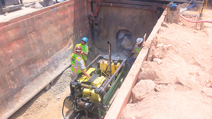 Airfield sewer enhancement project site during initial stages